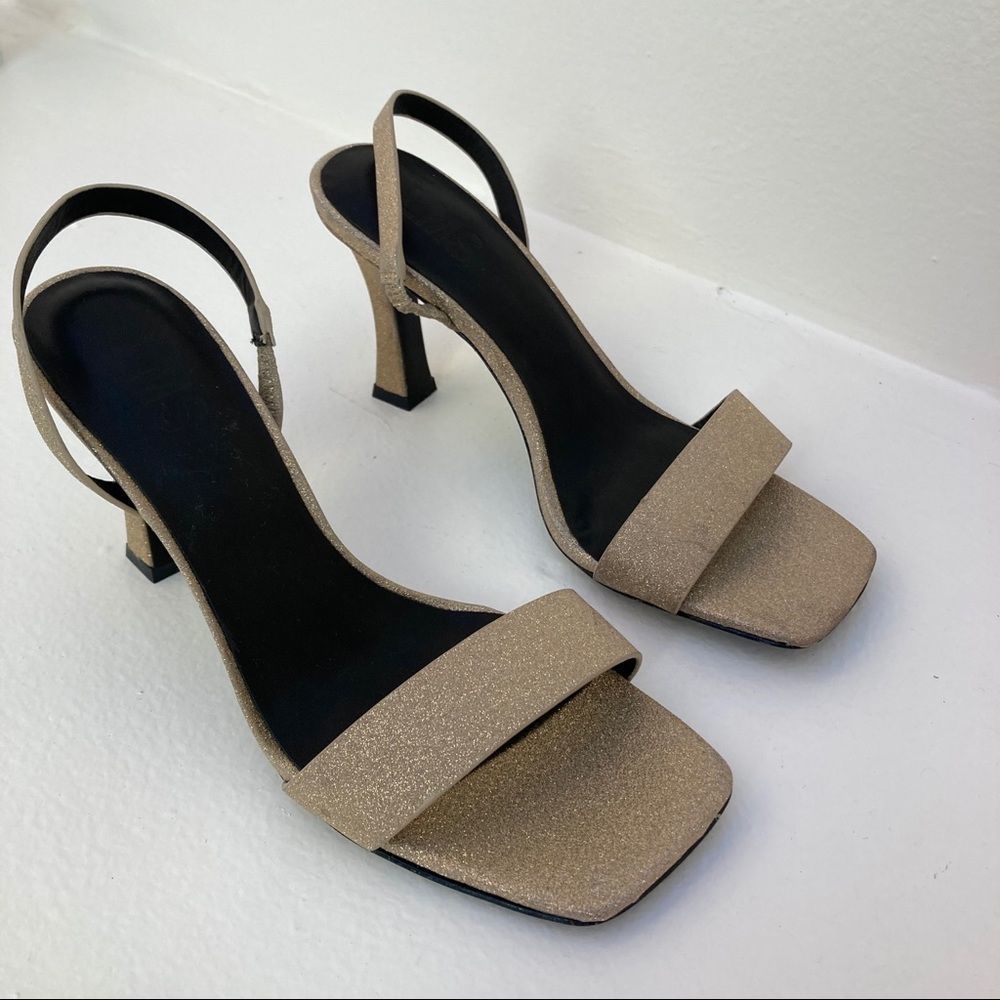 LMS The Brand Gold Glitter Sandal Strappy  Heels